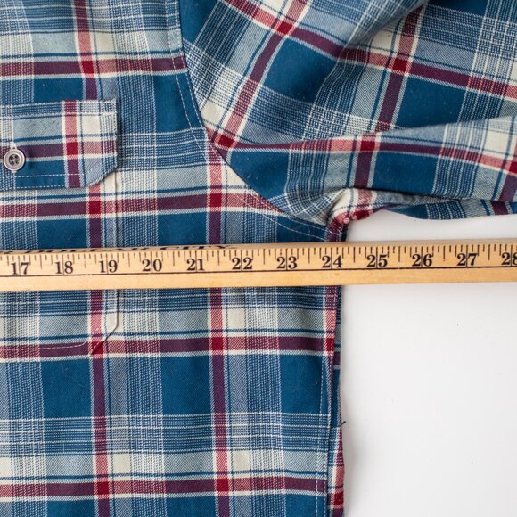 SwissTech Men’s Plaid Button Down Shirt Blue Red White Check Size Large 42–44 - Picture 9 of 9